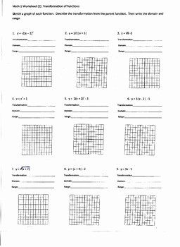 Transformations Of Functions Worksheet Inspirational Transformations Of Parent Functions Ws 2 Domain and