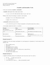 Transitive and Intransitive Verb Worksheet Best Of Transitive and Intransitive Verbs 5th 7th Grade