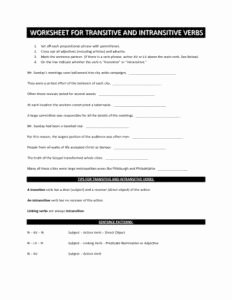 Transitive and Intransitive Verb Worksheet New Transitive or Intransitive Action Verbs Worksheet