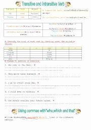 Transitive and Intransitive Verb Worksheet Unique English Worksheets Transitive and Intransitive Verbs
