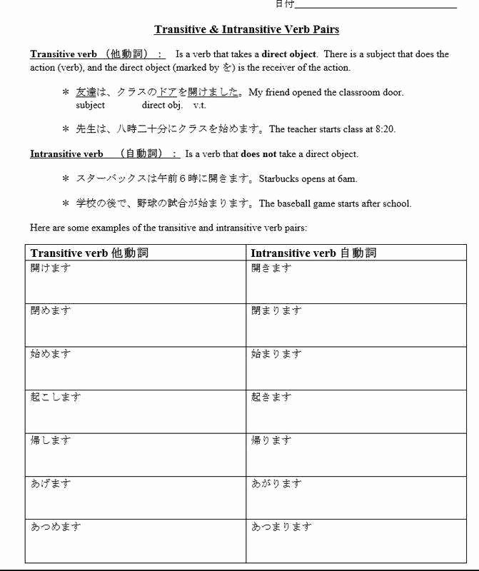Transitive and Intransitive Verbs Worksheet Awesome Transitive and Intransitive Verbs Worksheet