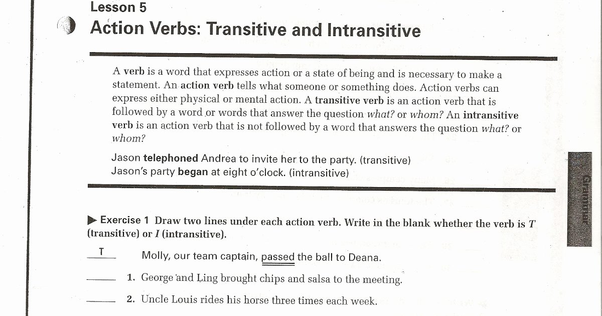 Transitive and Intransitive Verbs Worksheet Lovely Miss Carden S Class Transitive and Intransitive Worksheet
