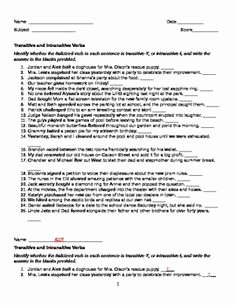 Transitive and Intransitive Verbs Worksheet Lovely Monster Final Exam Walter Dean Myers