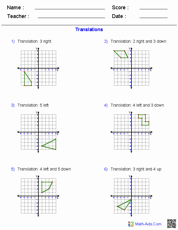 50 Translation Rotation Reflection Worksheet