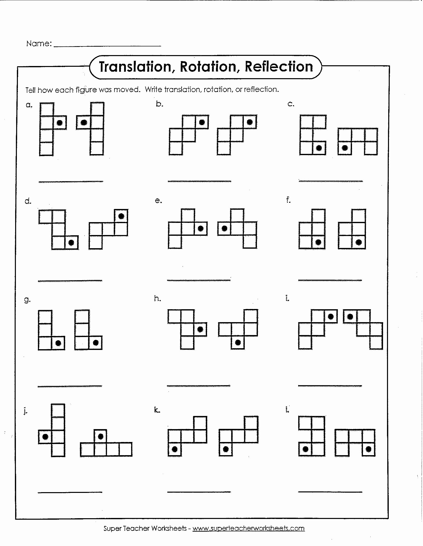 Translation Rotation Reflection Worksheet Inspirational Translation Rotation or Reflection – Math