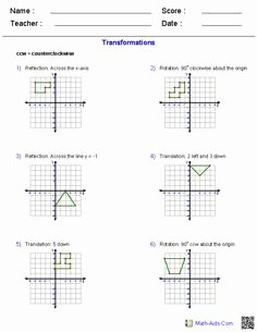 Translations Reflections and Rotations Worksheet Unique Translation Rotation and Reflection Worksheets