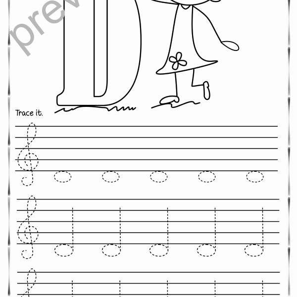 Treble Clef Note Worksheet Awesome Tracing Music Notes Worksheets for Kids Treble Clef