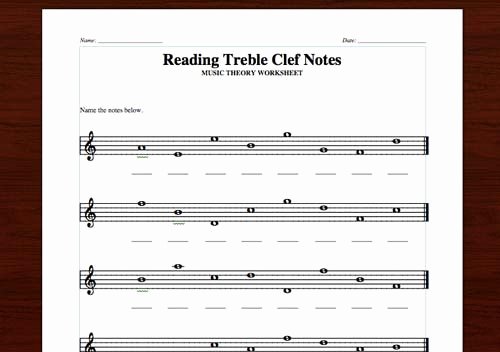Treble Clef Note Worksheet Beautiful Reading Treble Notes Free Printable theory Worksheet