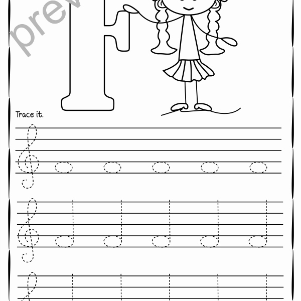Treble Clef Note Worksheet Elegant Tracing Music Notes Worksheets for Kids Treble Clef