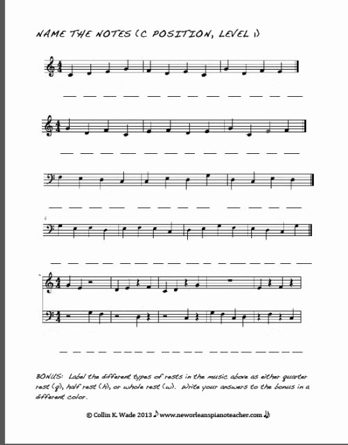 Treble Clef Note Worksheet Luxury Free Worksheet Note Naming C Position Treble and Bass