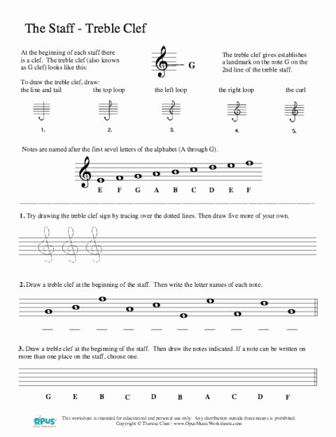 Treble Clef Notes Worksheet Lovely Free Music theory Worksheet – the Staff Treble Clef