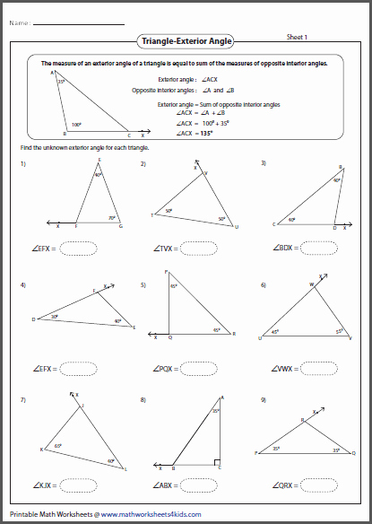 Triangle Angle Sum Worksheet Answers Beautiful Sum Interior Angles A Triangle Worksheet Pdf