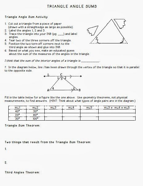 Triangle Angle Sum Worksheet Lovely Math by tori Triangles Unit Interior Angle Sum and