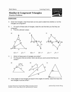 Triangle Congruence Practice Worksheet New Vcc Lc Worksheets Math Basic Math