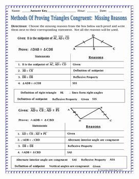 Triangle Congruence Proof Worksheet Awesome Congruent Triangles Proving Triangles Congruent Missing