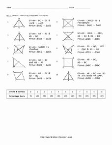 Triangle Congruence Proof Worksheet New Proofs Involving Congruent Angles 11th 12th Grade