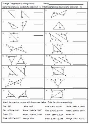 Triangle Congruence Worksheet Answer Key Elegant Triangles Coloring and Activities On Pinterest