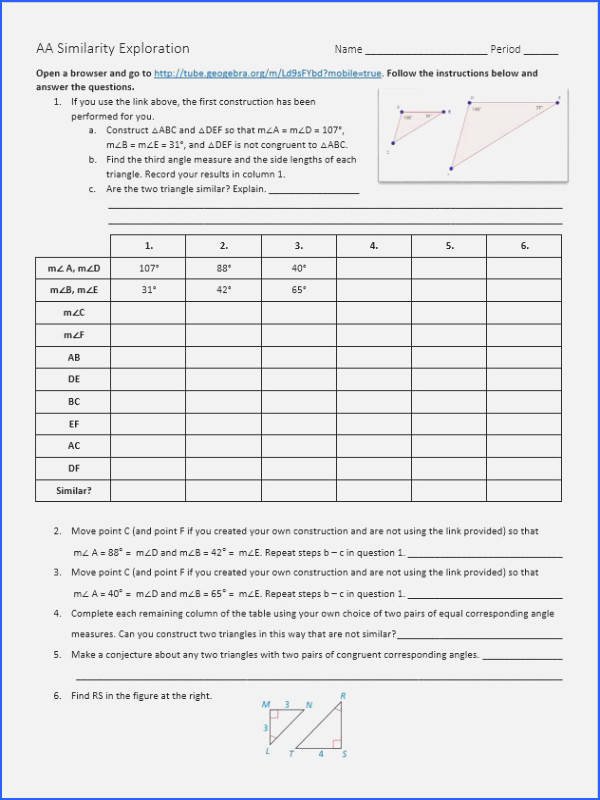 Triangle Congruence Worksheet Answers Inspirational Similar Triangles Worksheet with Answers