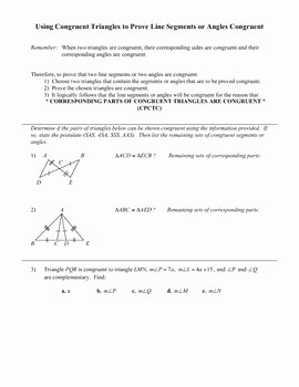 Triangle Congruence Worksheet Pdf New Congruent Triangles Worksheet Cpctc by Mary Oakes