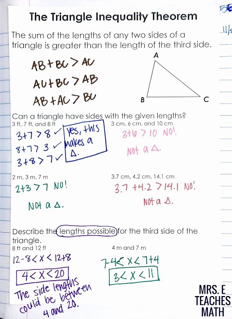 Triangle Inequality theorem Worksheet Beautiful Relationships In Triangles Inb Pages