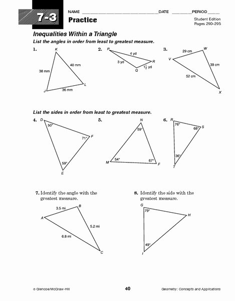 Triangle Inequality theorem Worksheet Best Of Inequalities within A Triangle Worksheet for 10th Grade
