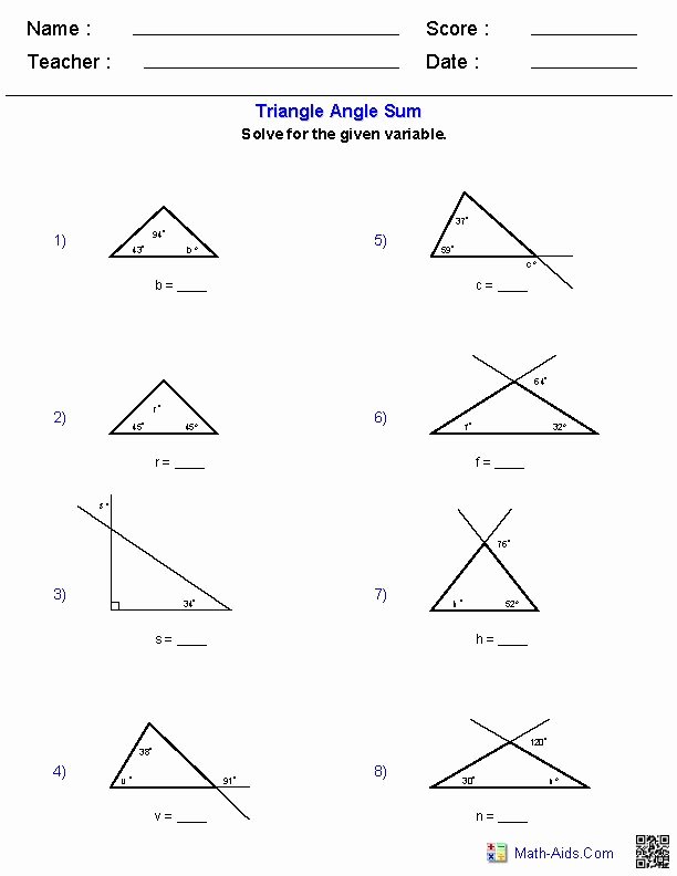 Triangle Interior Angles Worksheet Answers Beautiful Triangle Angle Sum Worksheets