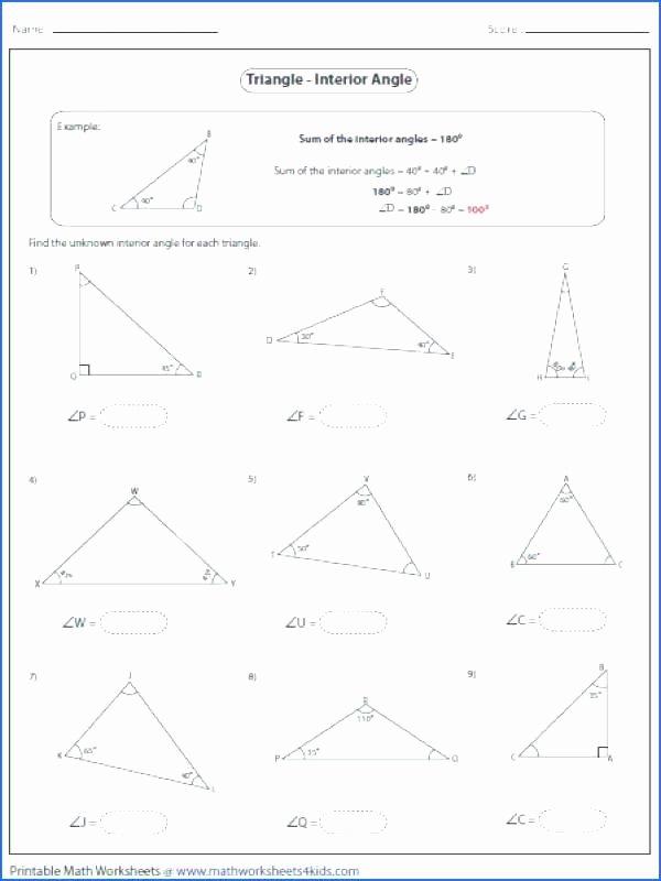 Triangle Interior Angles Worksheet Answers Inspirational Worksheet Triangle Sum and Exterior Angle theorem