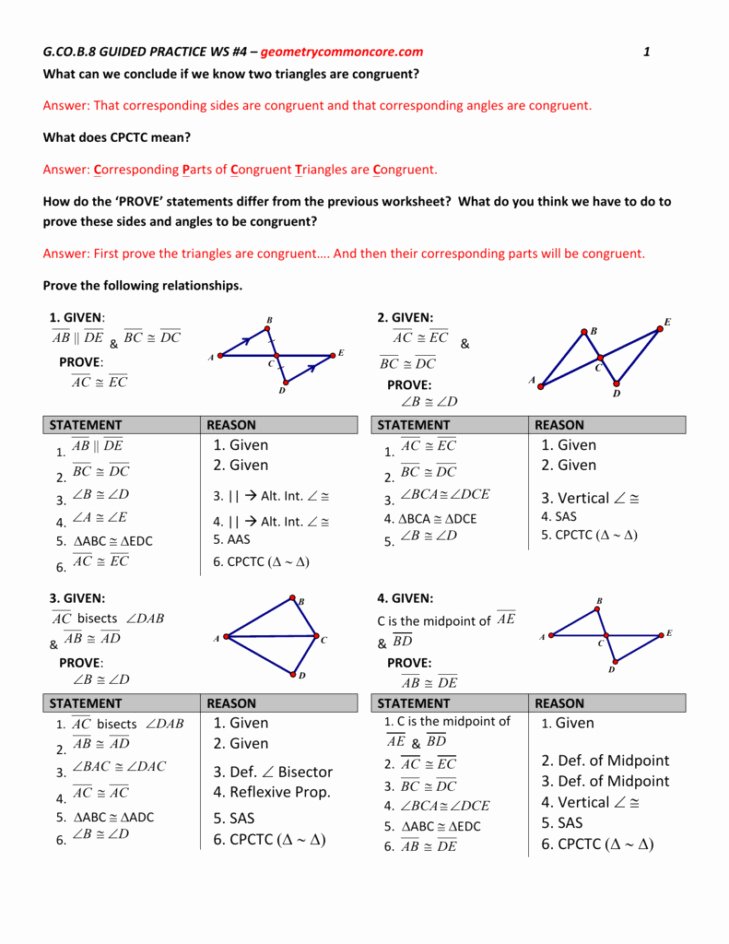 Triangle Proofs Worksheet Answers Lovely Triangle Congruence Worksheet