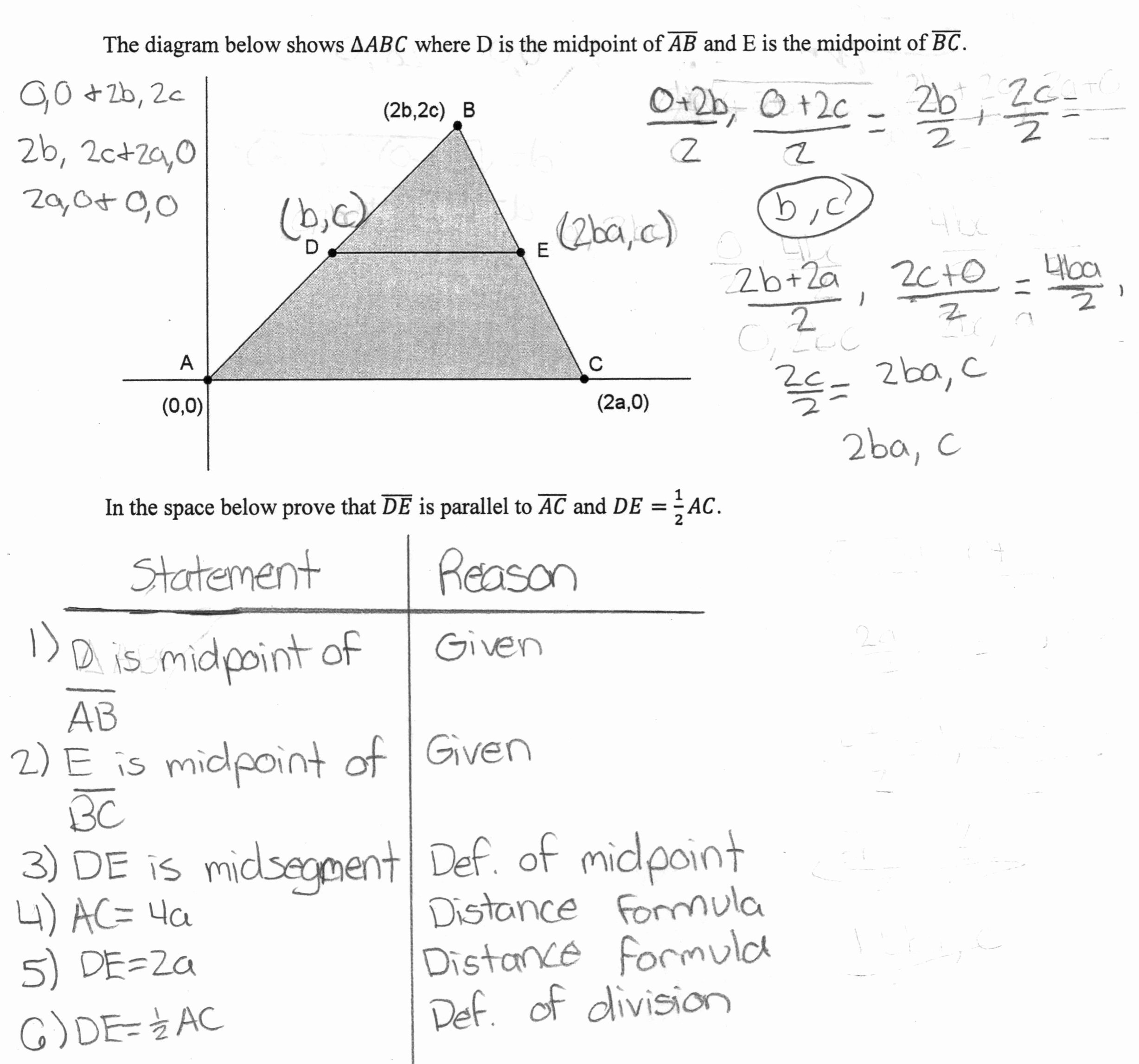Triangle Proofs Worksheet Answers Lovely Triangle Midsegment Proof