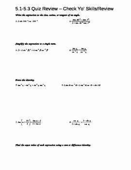 Trig Identities Worksheet with Answers Awesome Trig Identities and Proofs Worksheet by Amy Query