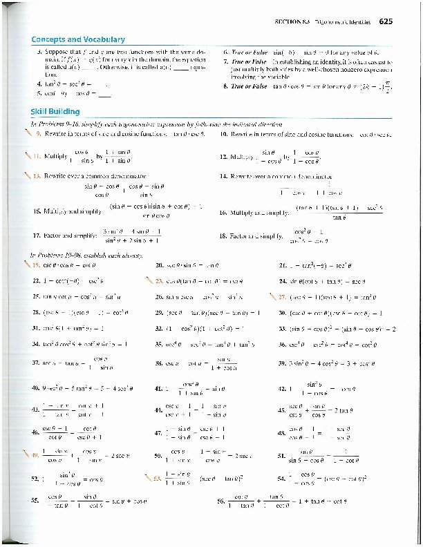 Trig Identities Worksheet with Answers Lovely Printables Trig Identity Worksheet Tempojs Thousands Of