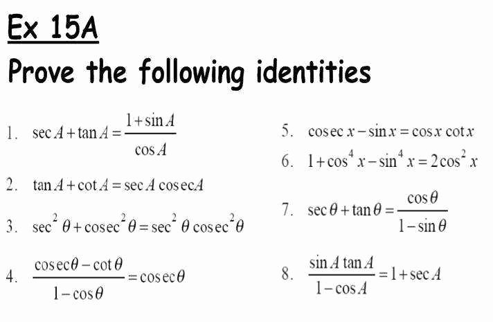 Trig Identities Worksheet with Answers Lovely Verifying Trigonometric Identities Worksheet