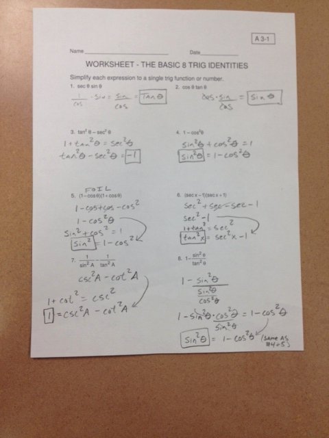 Trig Identities Worksheet with Answers New Pfeil Jason Trigonometry Daily assignments and Resources