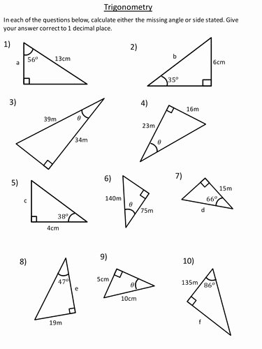 Trigonometric Ratios Worksheet Answers Unique Right Triangle Trig Worksheet