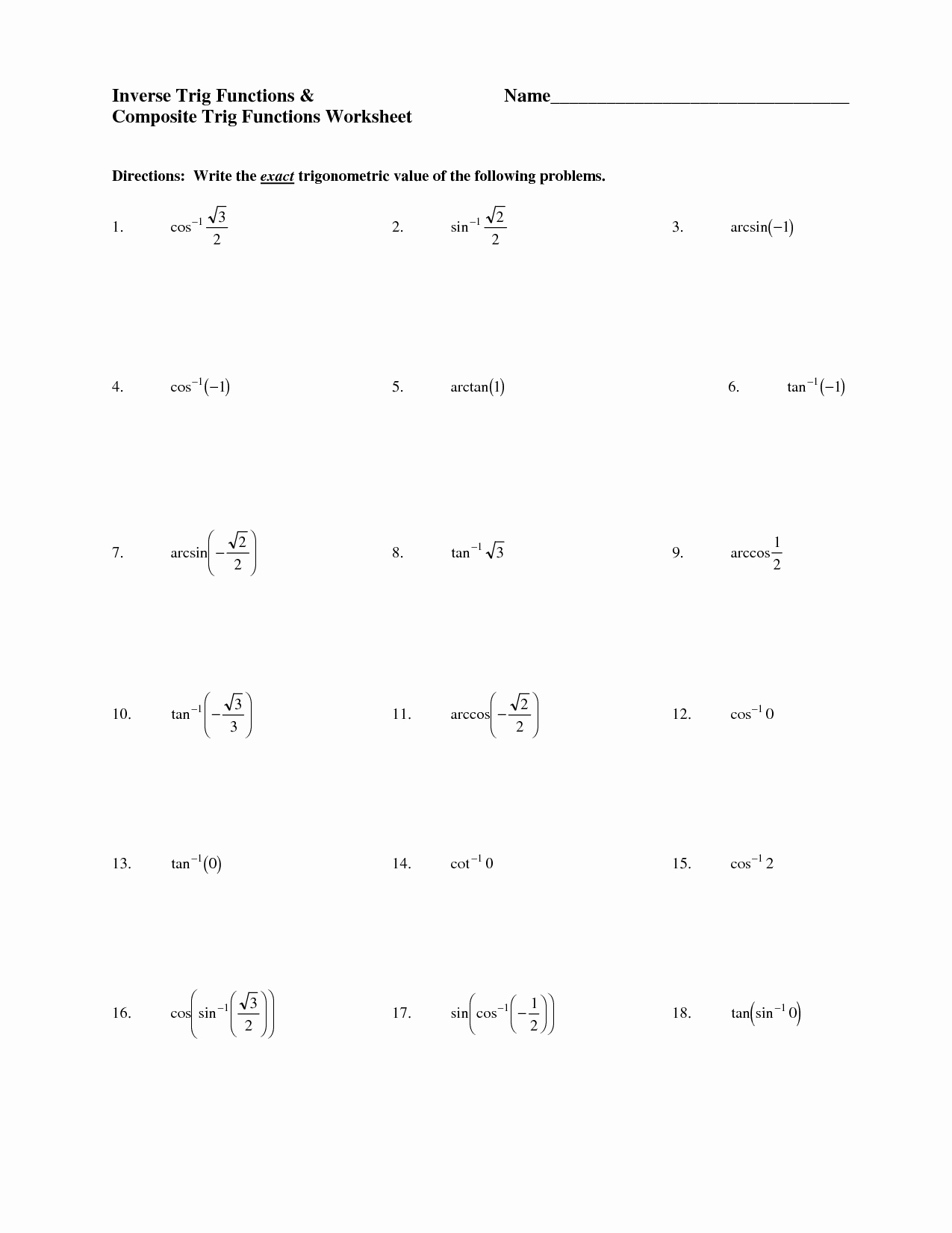 Trigonometry Word Problems Worksheet Answers Beautiful 18 Best Of Trigonometry Worksheets and Answers Pdf