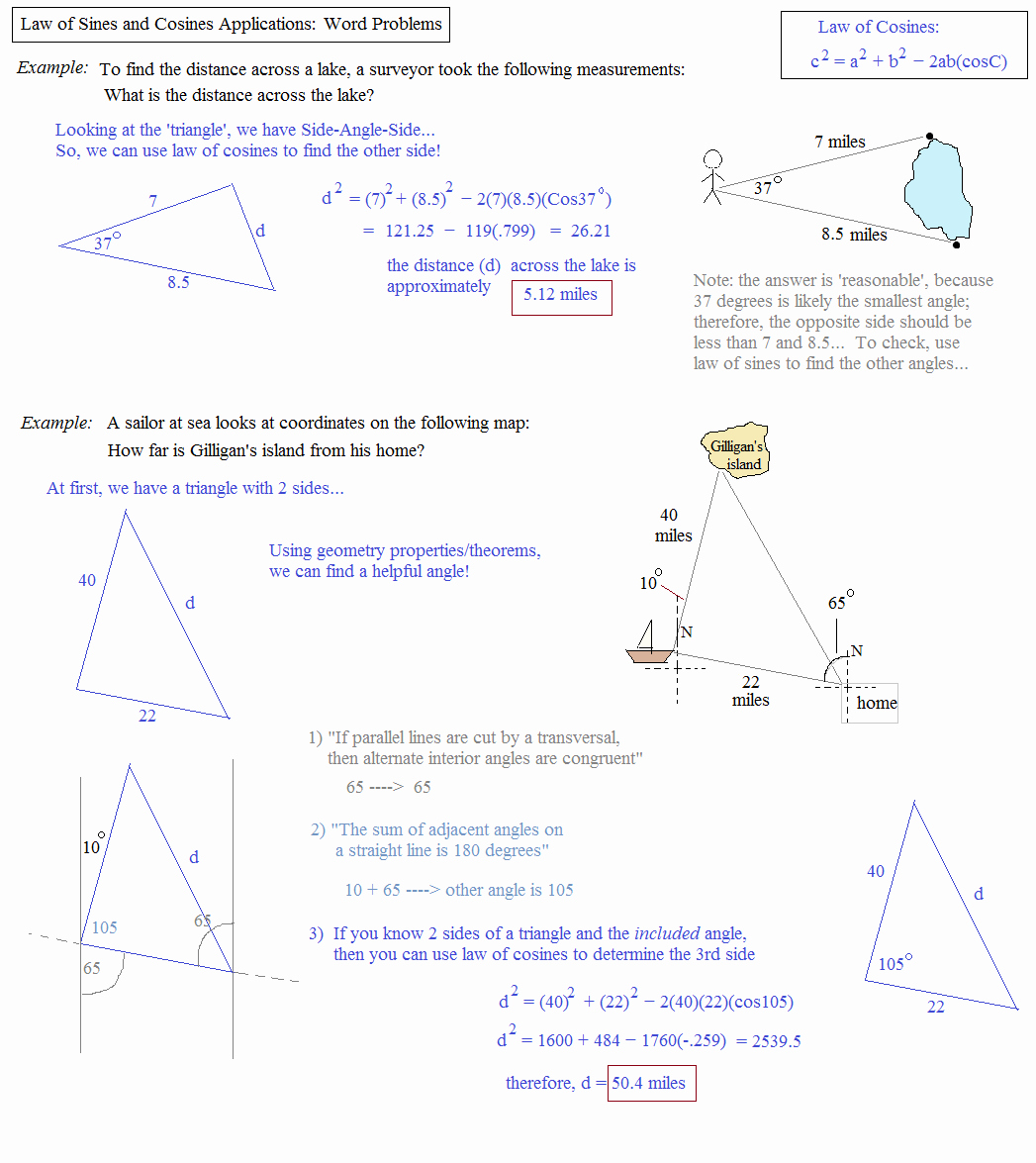 Trigonometry Word Problems Worksheet