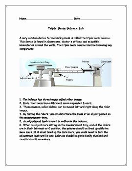 Triple Beam Balance Practice Worksheet New Measurement Introduction to the Triple Beam Balance Lab