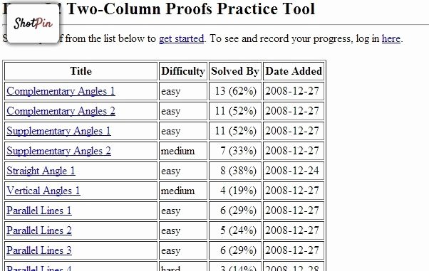 Two Column Proof Worksheet Lovely Proveit Two Column Proofs Practice tool