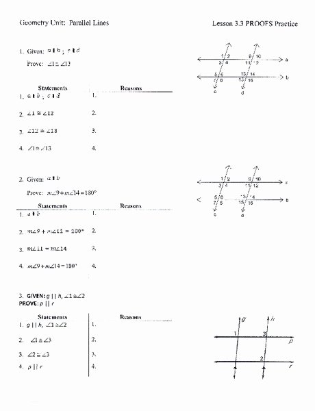 Two Column Proof Worksheet Luxury Parallel Lines Proofs Practice Worksheet for 8th 11th