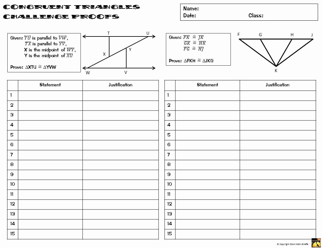 Two Column Proof Worksheet Unique Congruent Triangles Proofs Two Column Proof Practice and