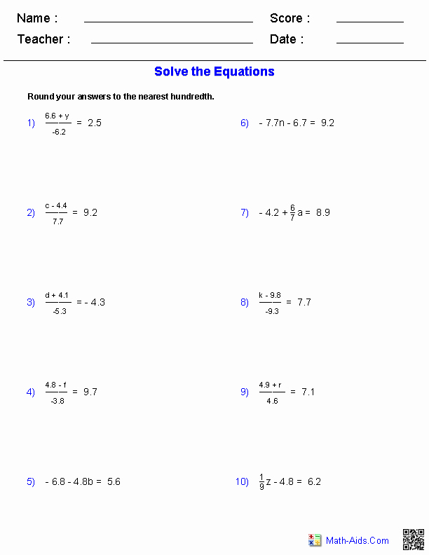 Two Step Equation Worksheet Best Of Algebra 1 Worksheets