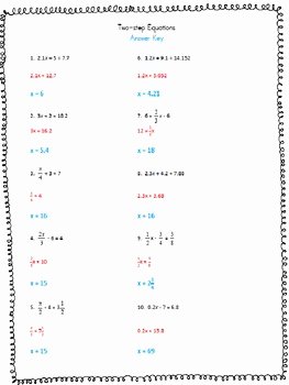 Two Step Equation Worksheet Lovely solving Two Step Equations Worksheet by Anna Aguilar