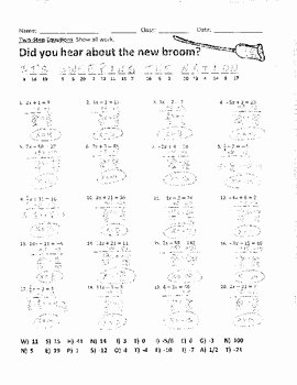 Two Step Equations Worksheet Answers Beautiful solving Two Step Equations 2 Joke Worksheet with Answer