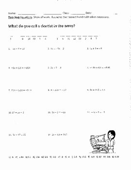 Two Step Equations Worksheet Answers Fresh solving Two Step Equations 3 Joke Worksheet with Answer