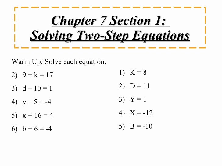 Two Step Equations Worksheet Answers Inspirational solving Two Step Equations