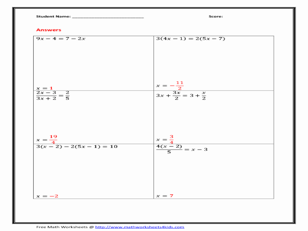 Two Step Equations Worksheet Answers New Two Step Equations with Integers Worksheet Answers