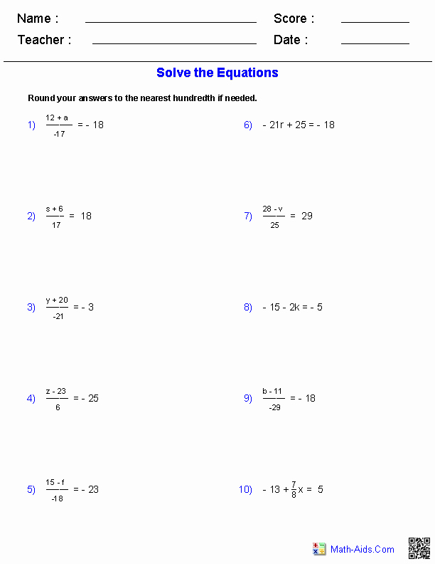 Two Step Equations Worksheet Elegant Algebra 1 Worksheets