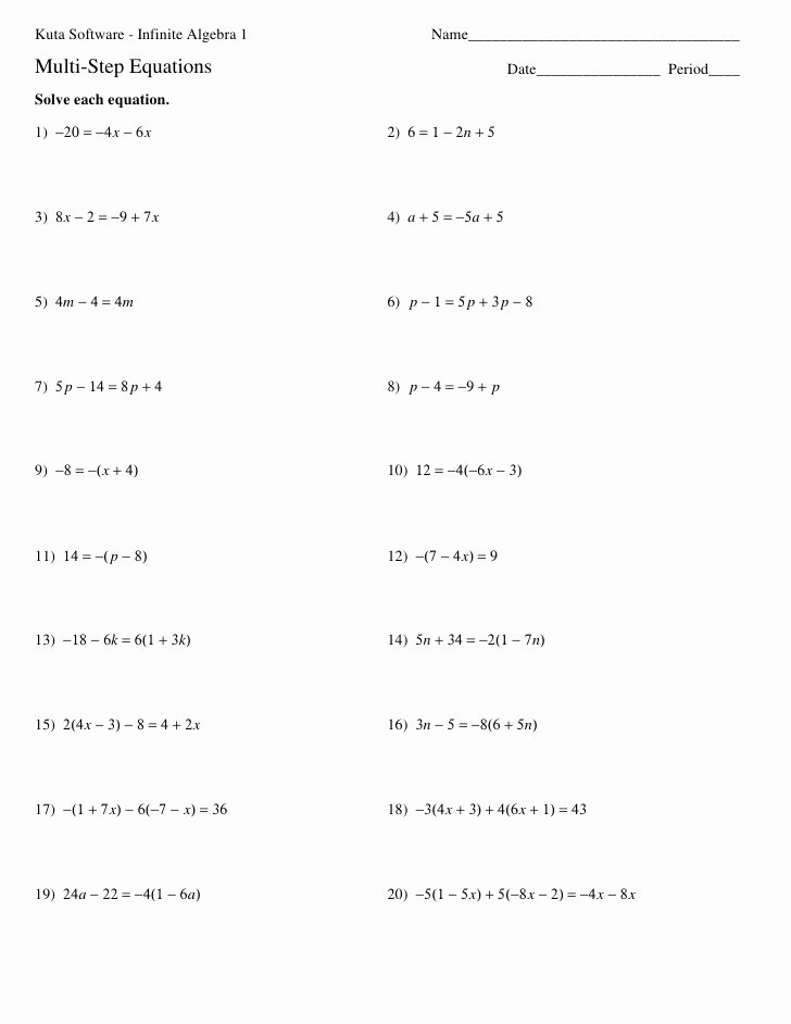 Two Step Equations Worksheet Pdf Best Of solving Multi Step Equations