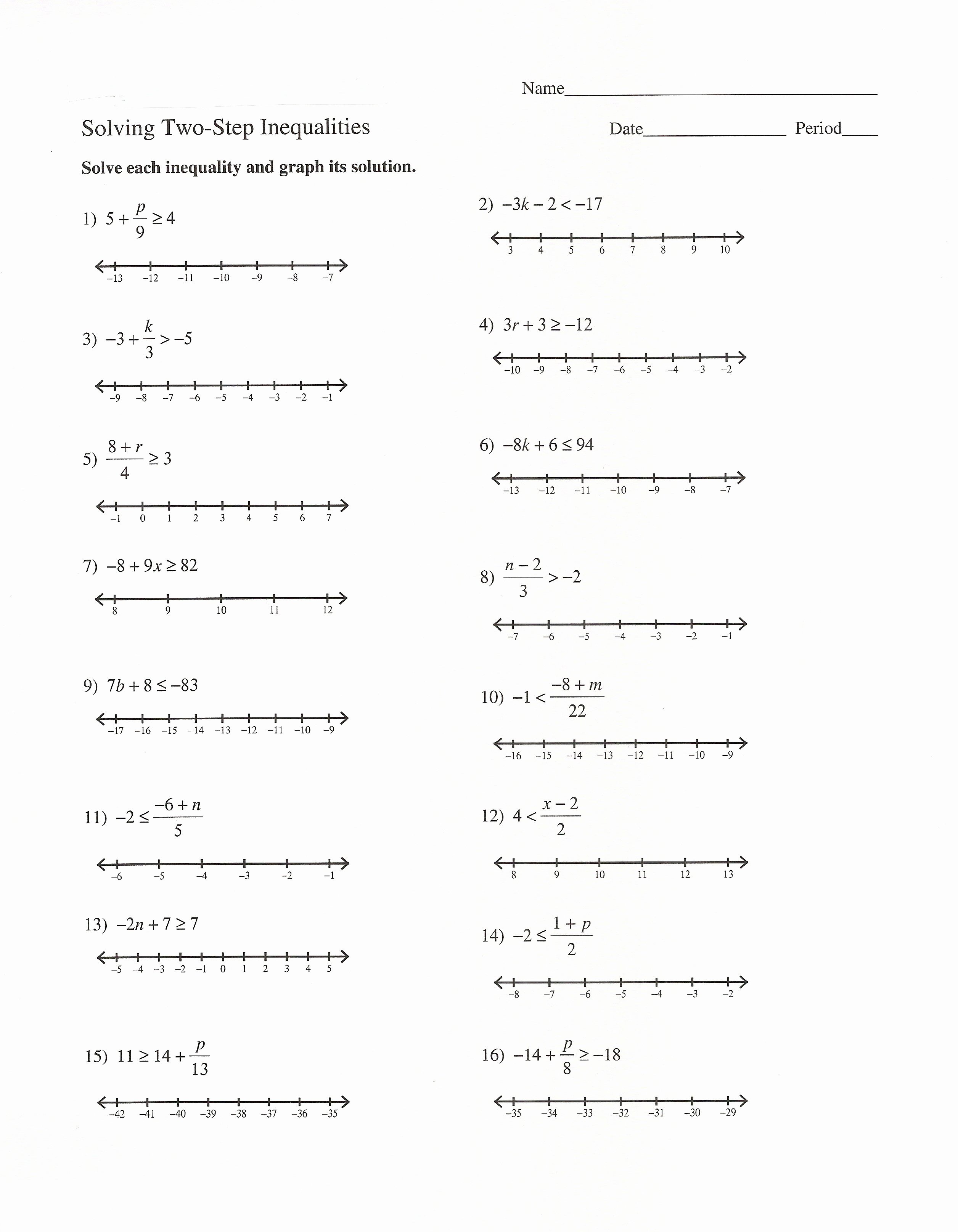 Two Step Inequalities Worksheet Awesome assignments 8th Grade Honors Third Quarter