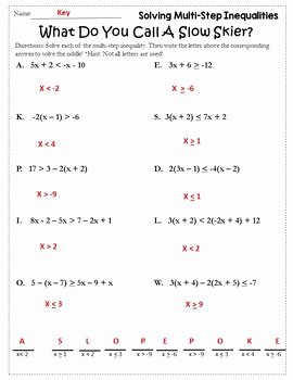 Two Step Inequalities Worksheet Elegant Algebra Winter solving Inequalities Activity solving